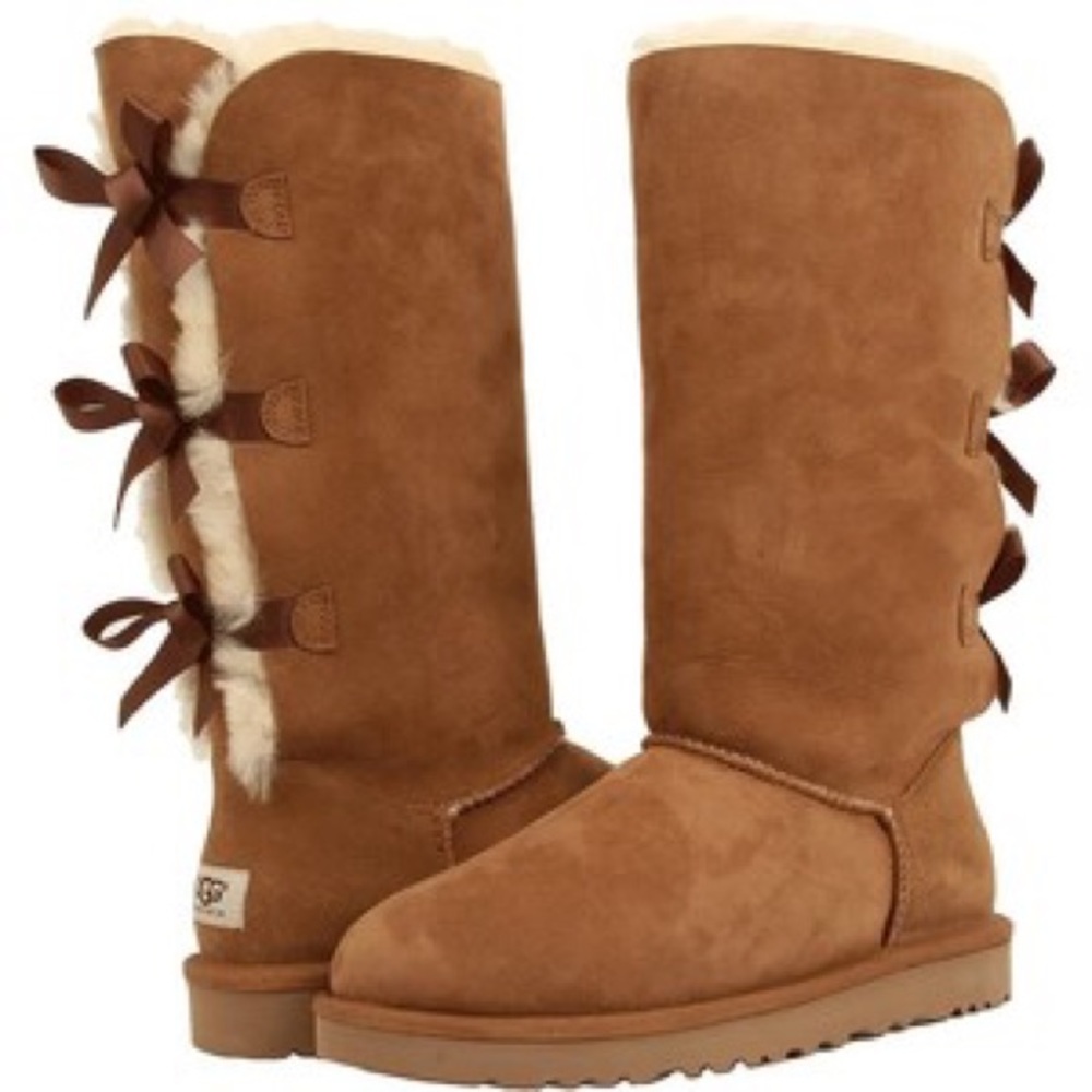 Ugg Tall Bailey Bow Uggs Chestnut Size 8